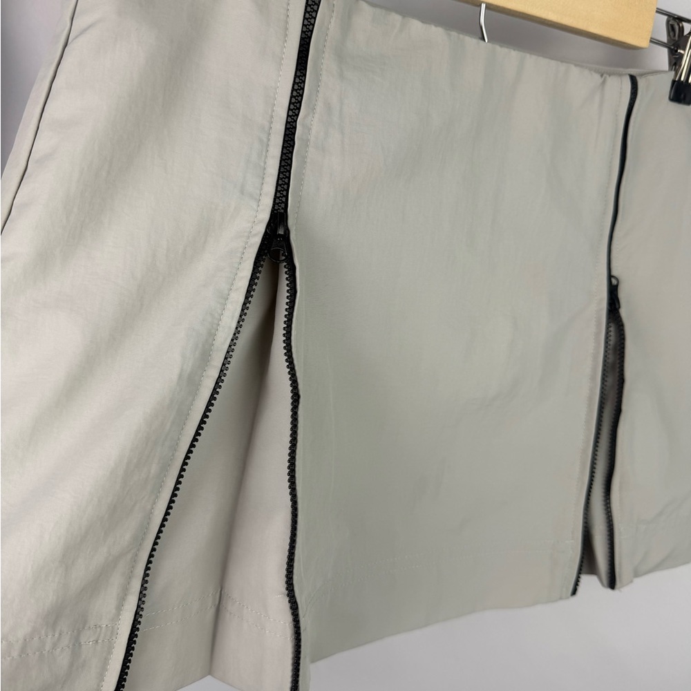 ZARA‎ Mini Skirt Size S Gray Utility Zipper Front Adjustable A-Line NWT - Picture 2 of 10